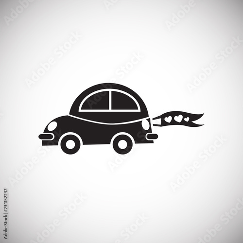Just married car on white background icon