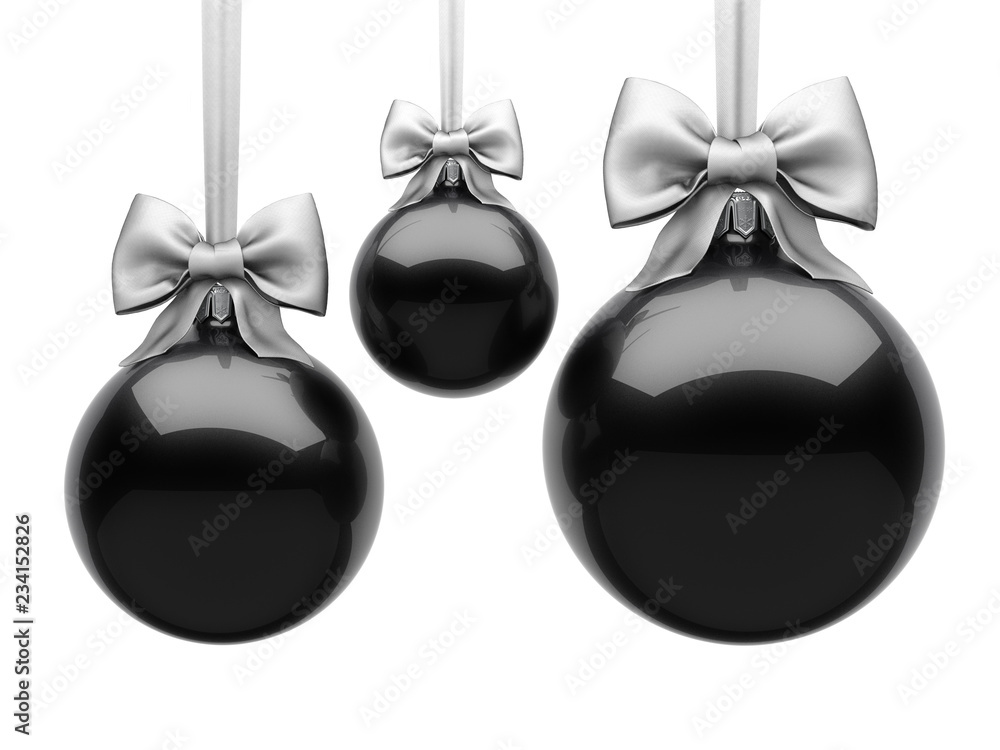 3D Rendering Black Christmas Ball