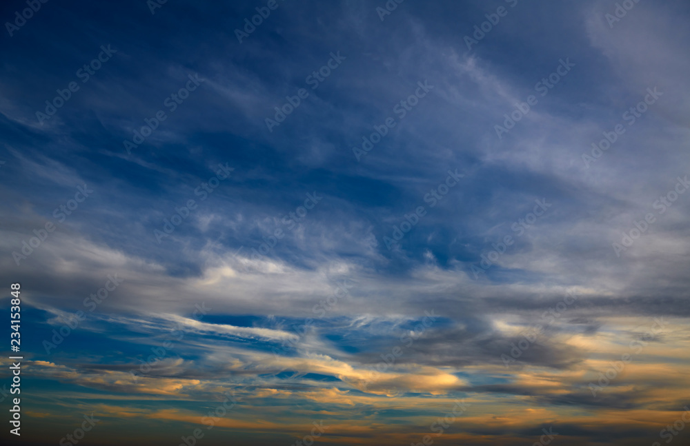 beautiful dark sky and clouds at sunset for background