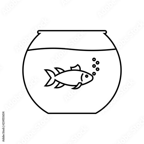 Aquarium linear icon. Thin line illustration. Fishkeeping. Contour symbol. Vector isolated outline drawing.