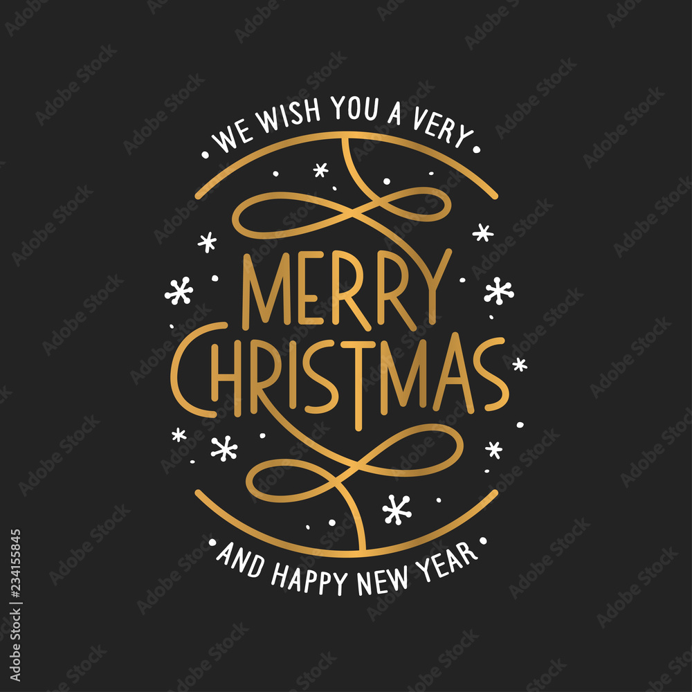 Merry Christmas and Happy New Year lettering template. Greeting card or invitation. Vector vintage illustration. Merry Christmas and Happy New Year lettering template. Greeting card or invitation. Vector vintage illustration.