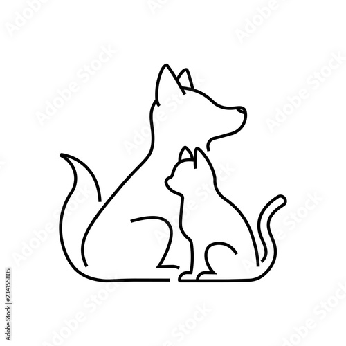 dog cat pet care outline line art monoline logo vector icon