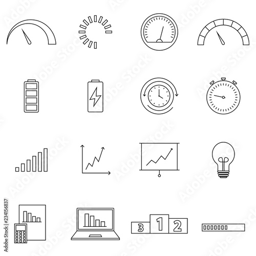 indicators and charging vector thin line icons
