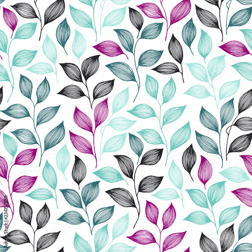 Wrapping tea leaves pattern seamless vector illustration.
