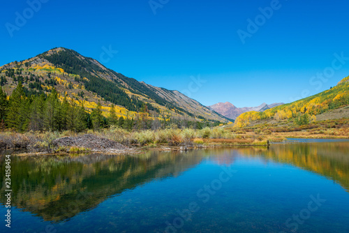 reflective blue lake 