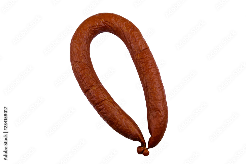 Smoked sausage isolated on white background Smoked sausage isolated on white background