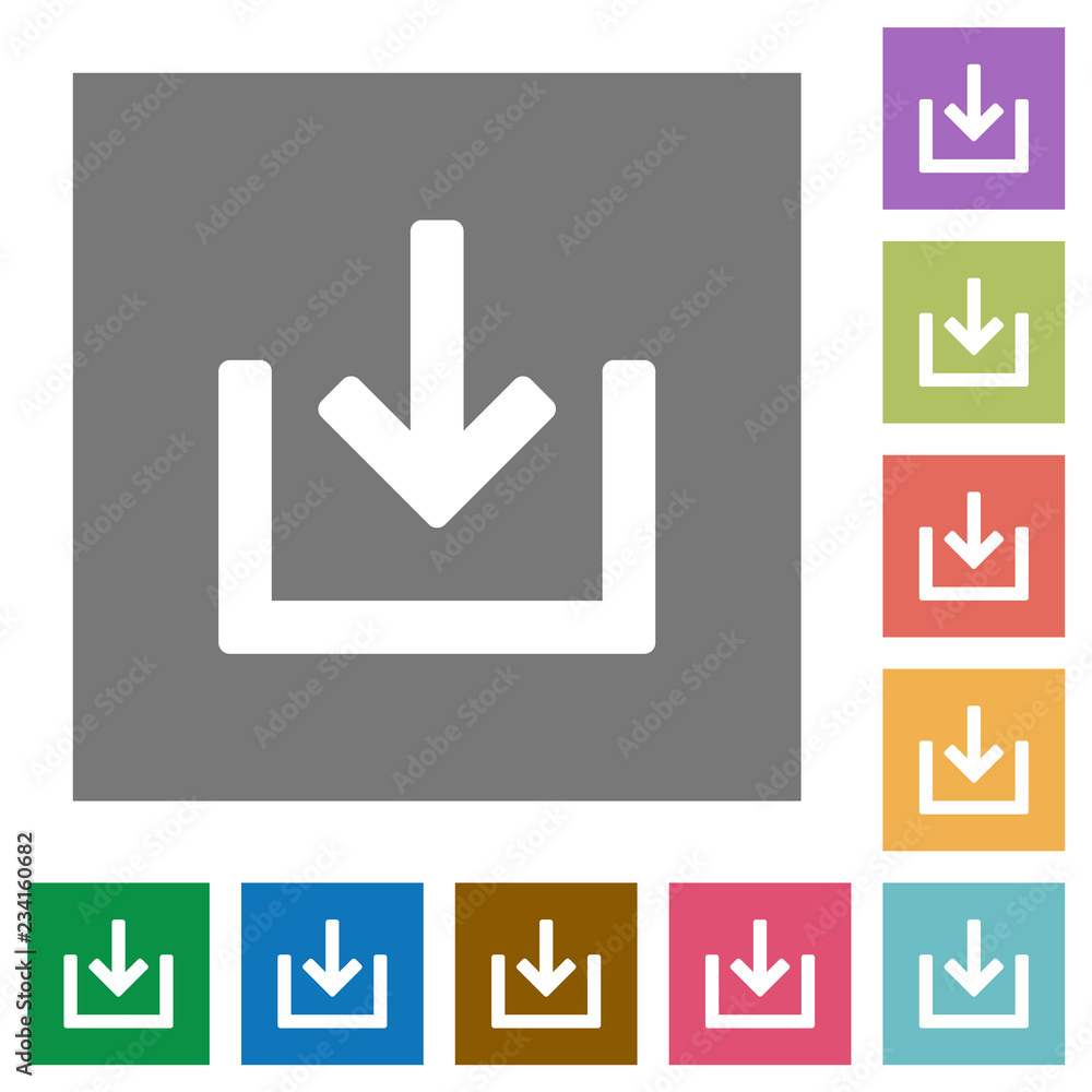 Import item square flat icons Import item square flat icons
