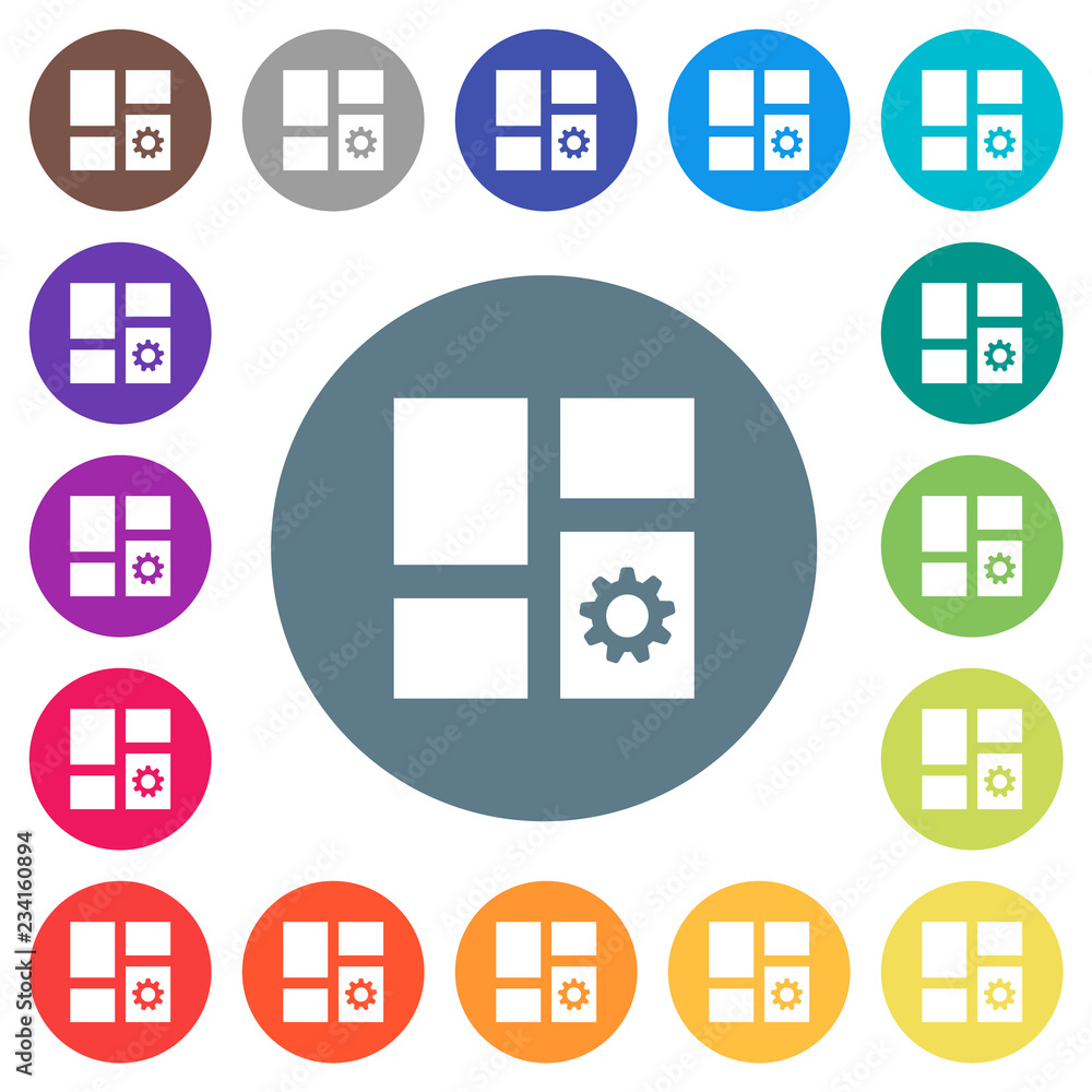 Dashboard settings flat white icons on round color backgrounds Dashboard settings flat white icons on round color backgrounds