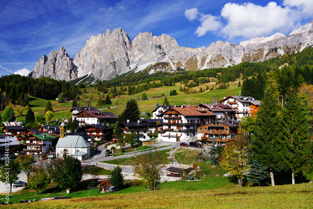 Cortina d'Ampezzo resort, also known as the Pearl of the Dolomites, Italy, Europe