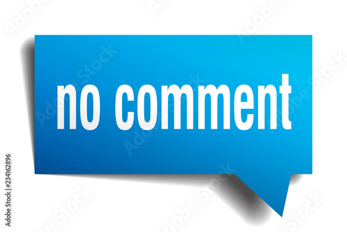 no comment blue 3d speech bubble