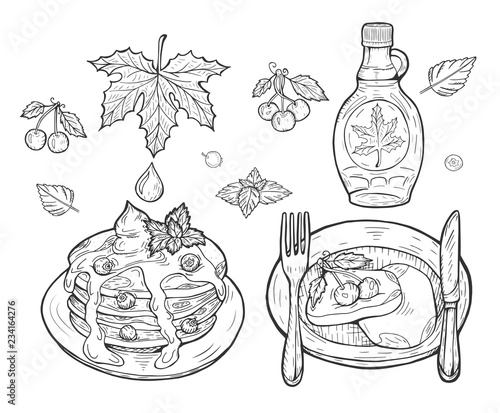 pancakes with maple syrup