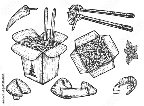 Chinese takeaway noodles set