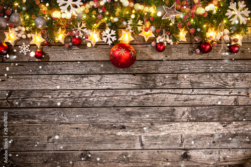 Christmas decoration on wooden background