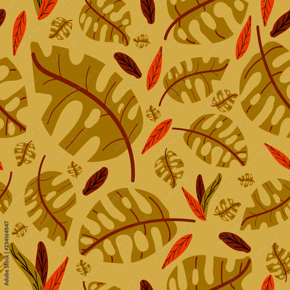 Obraz premium orange leaves on a light brown color