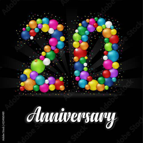 20 Years Anniversary colorful balls. Anniversary badge. 