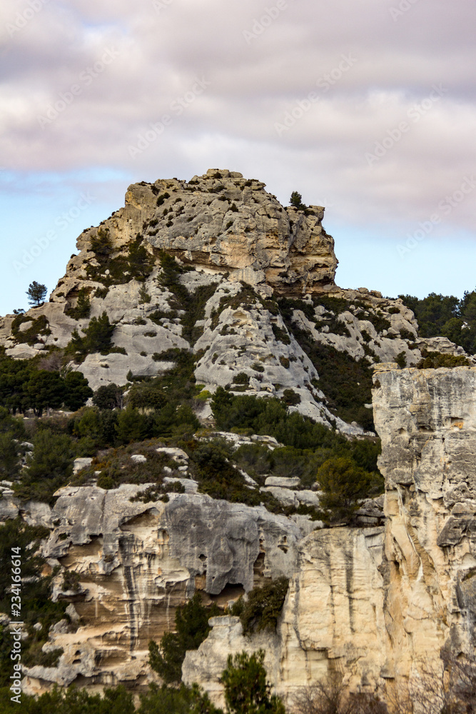 An interesting rock outcropping is found on a hillside near Chateau des Baux de Provence, France