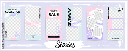 Trendy editable template for social networks stories, vector illustration.