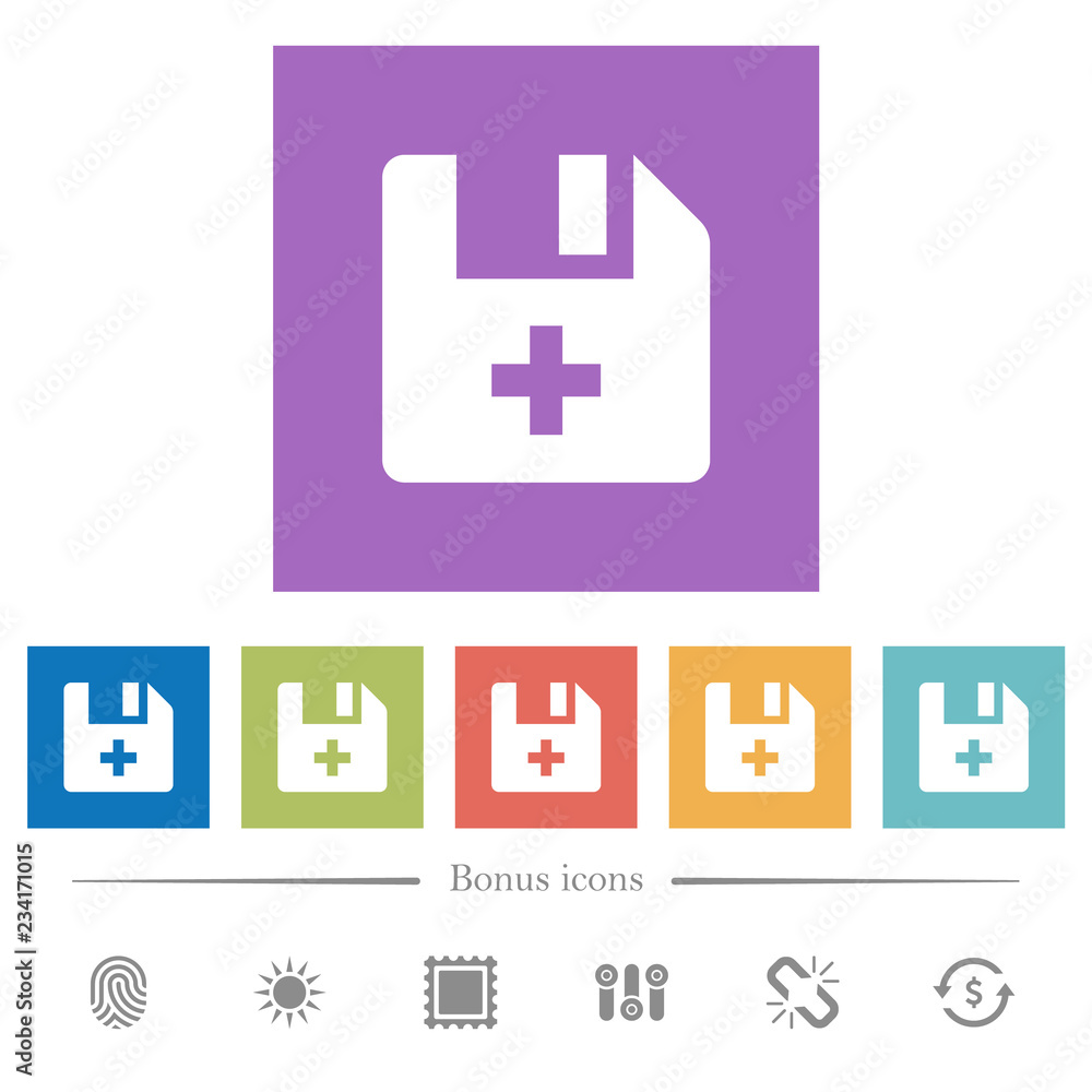Fototapeta premium Add new file flat white icons in square backgrounds