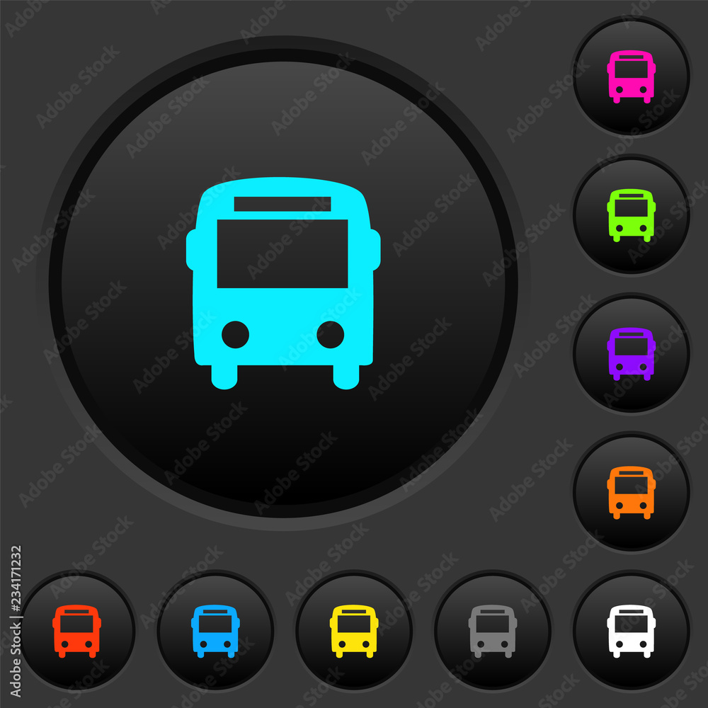 Bus dark push buttons with color icons Bus dark push buttons with color icons