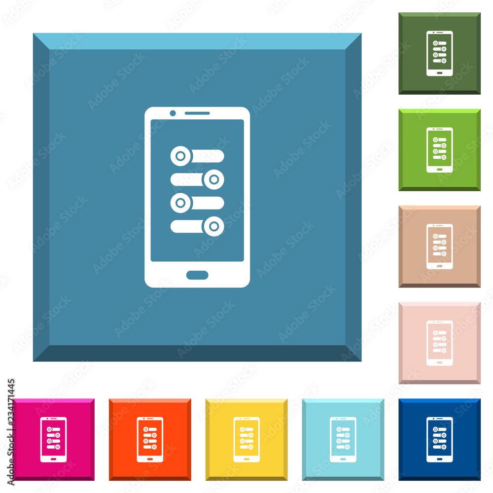 Mobile fine tune white icons on edged square buttons Mobile fine tune white icons on edged square buttons