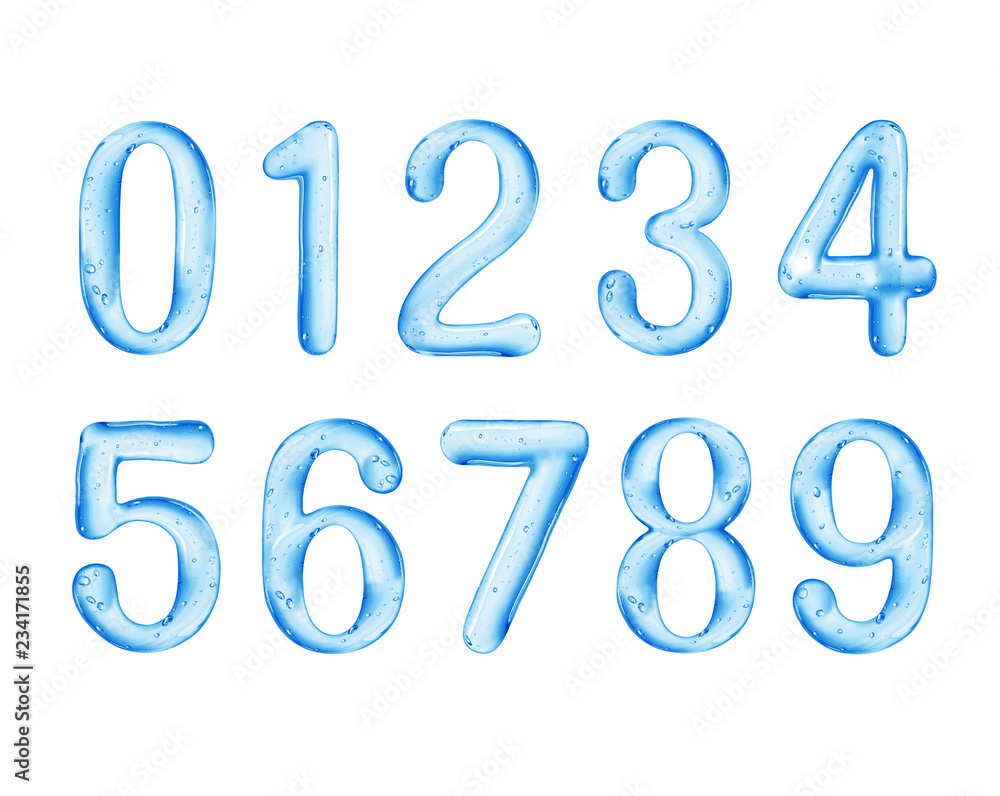 Numbers are made of viscous liquid, isolated on white background Numbers are made of viscous liquid, isolated on white background