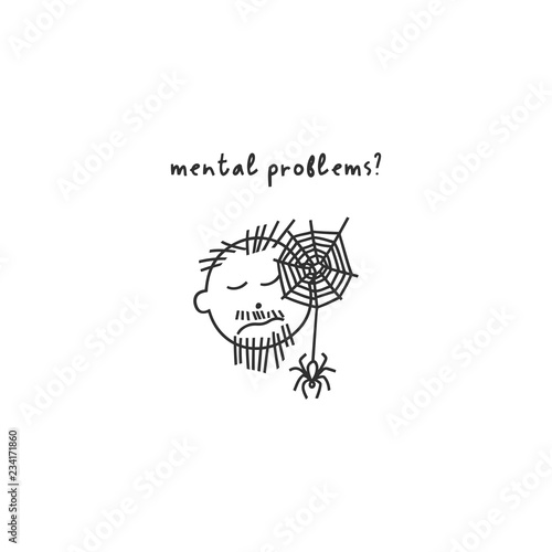 Depression signs and symptoms. Vector illustration of problems of mental health