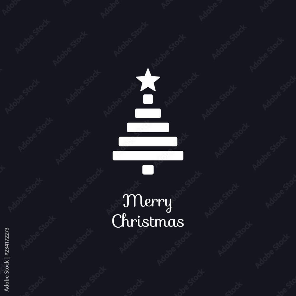 Christmas tree icon in clean design with elegant merry christmas text and dark background. Christmas tree icon in clean design with elegant merry christmas text and dark background.