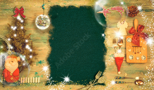Cute invitation background for Christmas or New Year dinner menu.