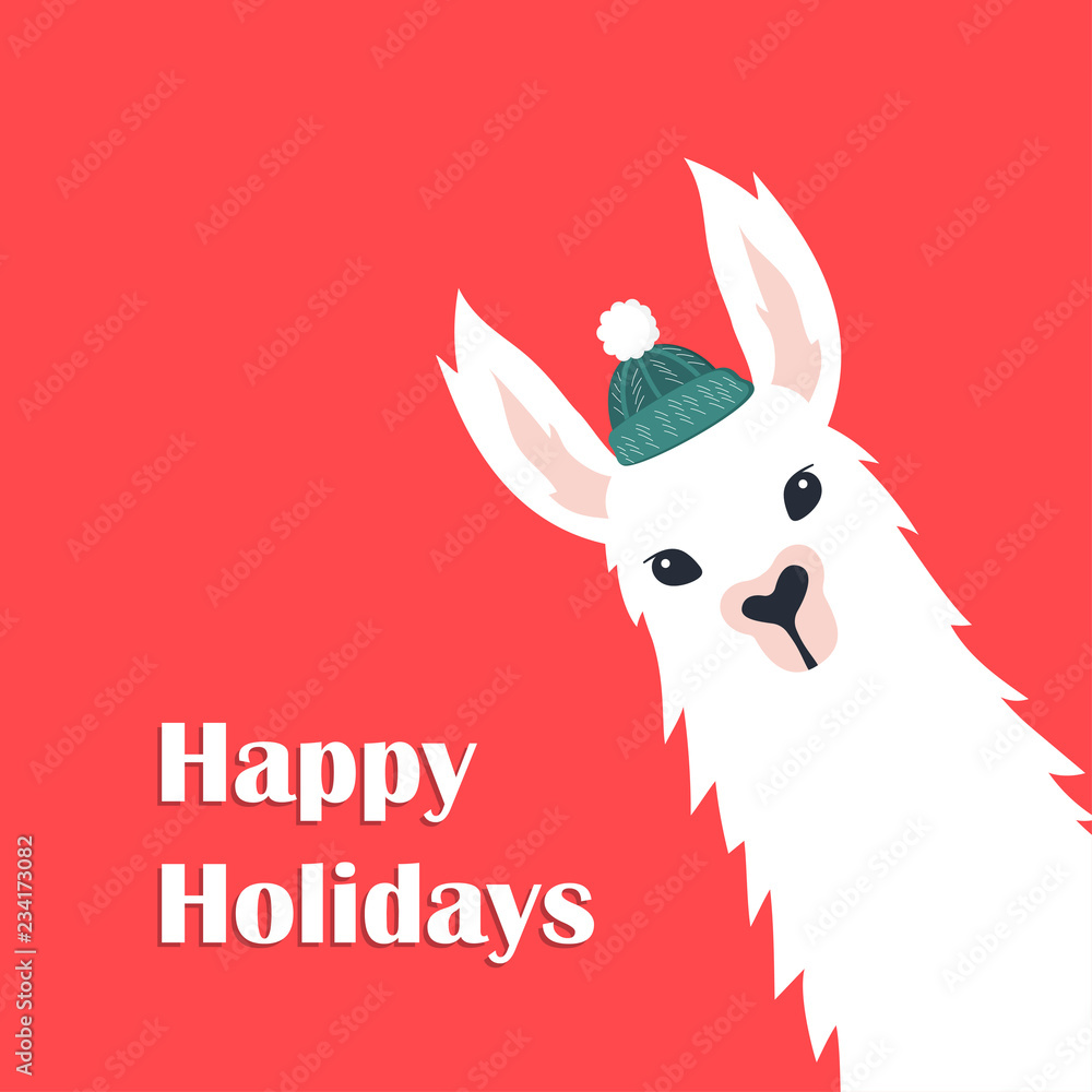 Christmas card with llama Stock Vector | Adobe Stock