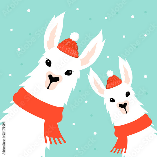 Christmas card with llama