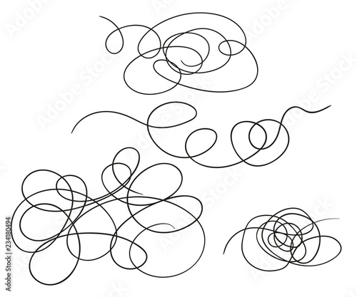 Vector set of hand-drawn scribble line shape. Sketch style Doodle. Vector elements isolated on light background.