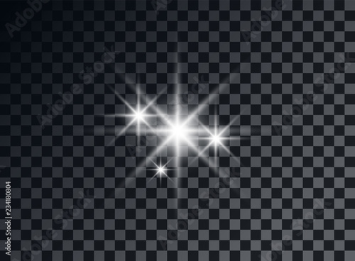 Transparent light elements on an isolated background. Bright reflection, flare. Shining star. Glaring effulgence. Vector illustration.