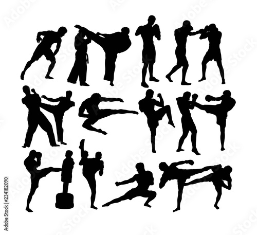 Muay Thai (Thai Boxing) vector silhouettes, art vector design