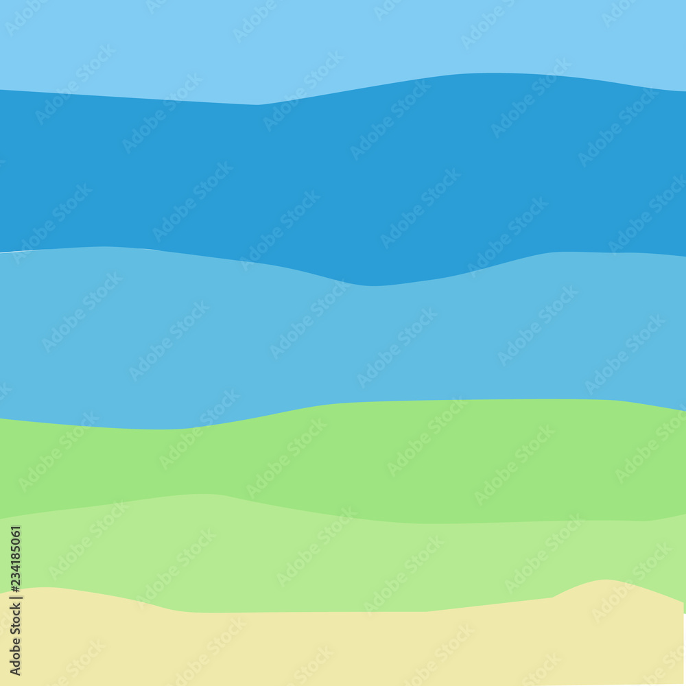 Sea bottom in minimalism. Bottom elements in several colors