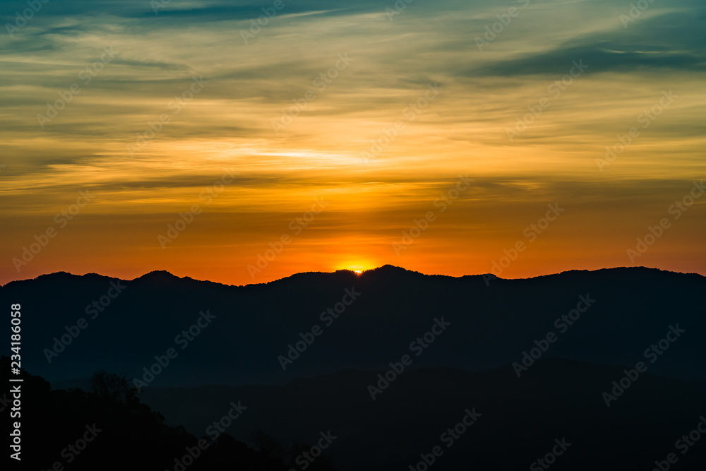  landscape Mountain with sunset  in  Nan Thailand