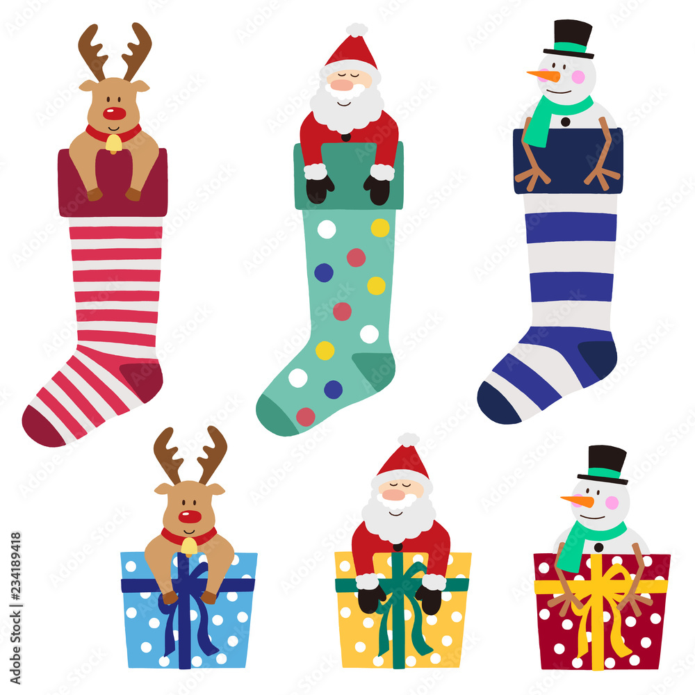 クリスマスの靴下とプレゼントイラスト Stock ベクター Adobe Stock