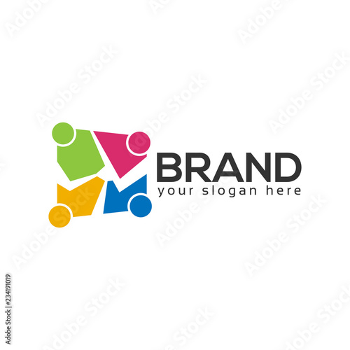 Team working together. Group of People. team work. logo vector.