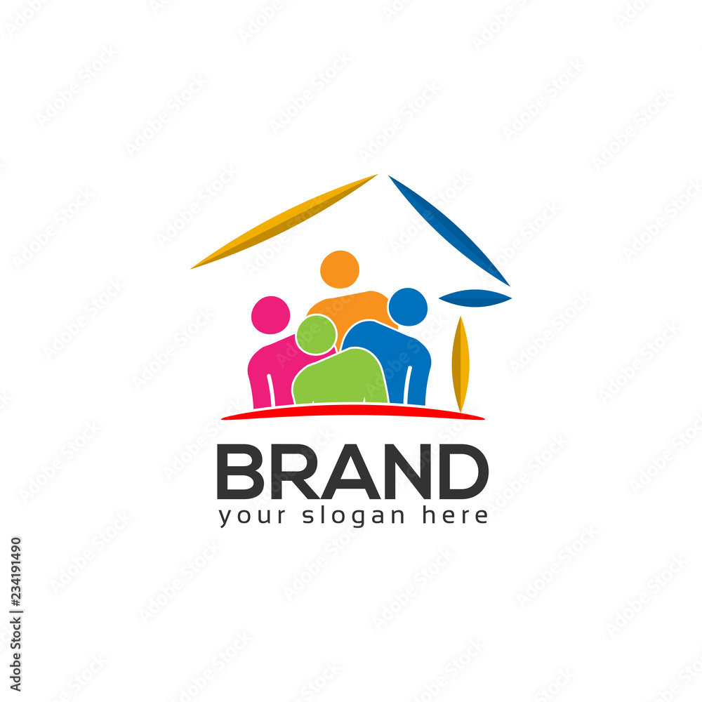 House and people Logo Design Vector, Vector illustration on white background. House and people Logo Design Vector, Vector illustration on white background.