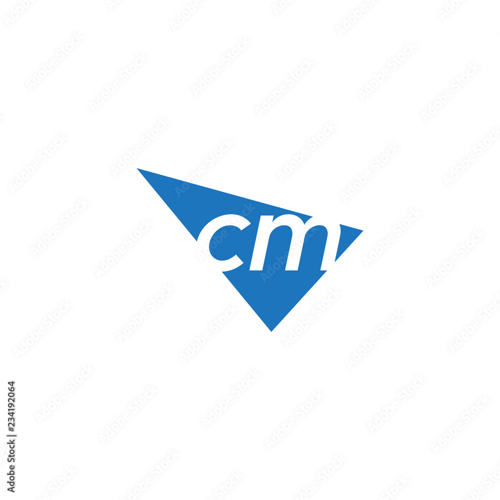 initial two letter cm negative space triangle logo initial two letter cm negative space triangle logo