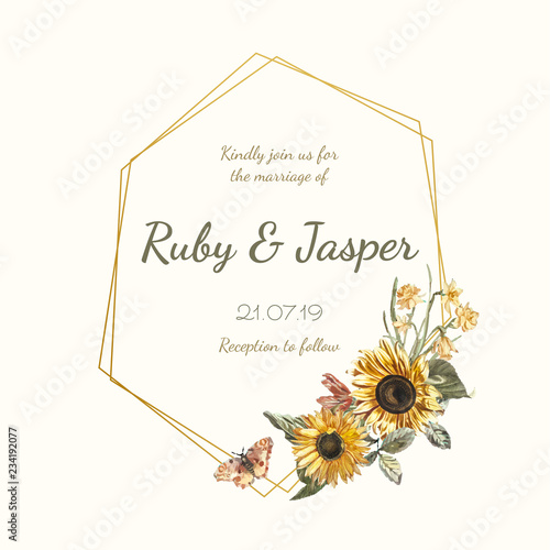 Wedding invitation card mockup vector