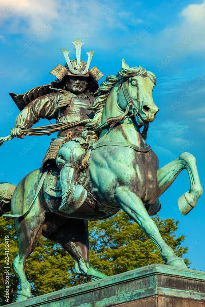Statue of the great samurai Kusunoki Masashige, famed Japanese samurai at the East Garden outside Tokyo Imperial Palace Statue of the great samurai Kusunoki Masashige, famed Japanese samurai at the East Garden outside Tokyo Imperial Palace
