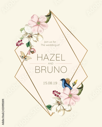 Wedding invitation card mockup vector
