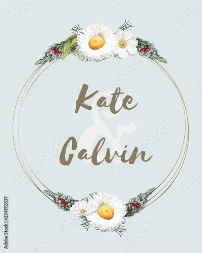 Flora wedding invitation card mockup vector photo