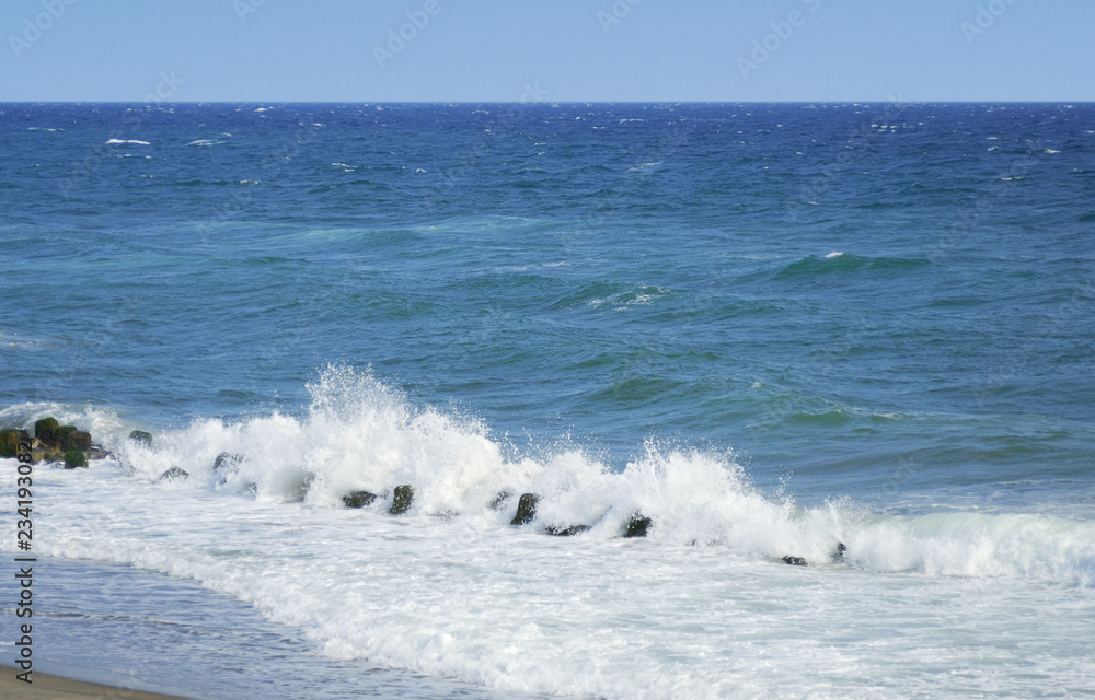 Fototapeta premium 海 波 消波ブロック 素材