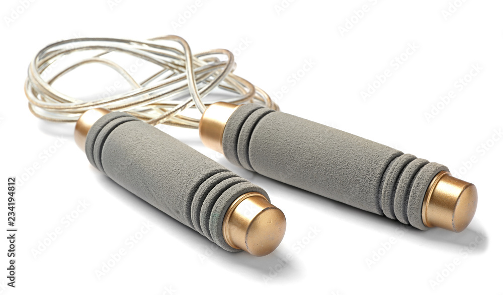 Jump rope on white background. Sports equipment Jump rope on white background. Sports equipment