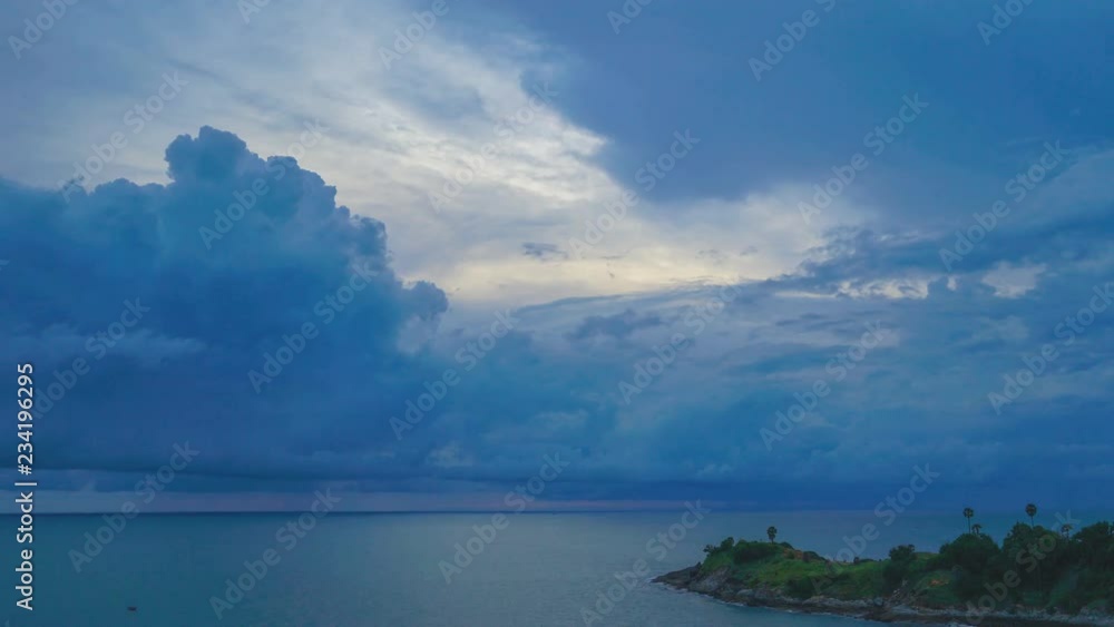 time lapse blue sunset at popular viewpoint Promthep cape. the most tourist always come to see sunset at this landmark. time lapse blue sunset at popular viewpoint Promthep cape. the most tourist always come to see sunset at this landmark.