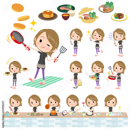 Short hair women Sportswear_cooking