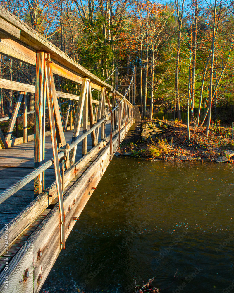 wooden footbridge over Fall Creek