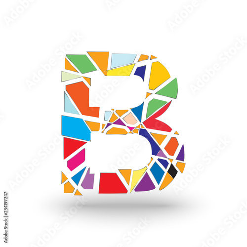 Initials Letter b, full of colors with a combination of shapes