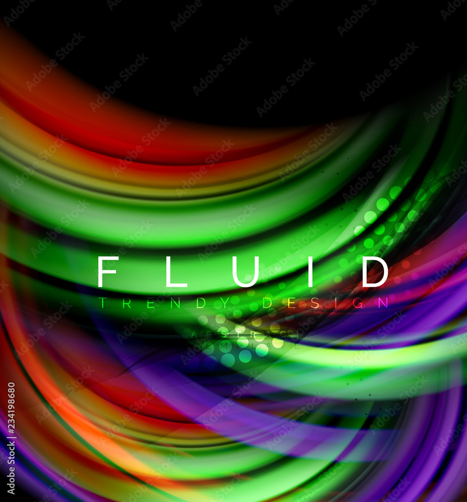Fluid smooth wave abstract background, flowing glowing color motion concept, trendy abstract layout template for business or technology presentation or web brochure cover, wallpaper Fluid smooth wave abstract background, flowing glowing color motion concept, trendy abstract layout template for business or technology presentation or web brochure cover, wallpaper